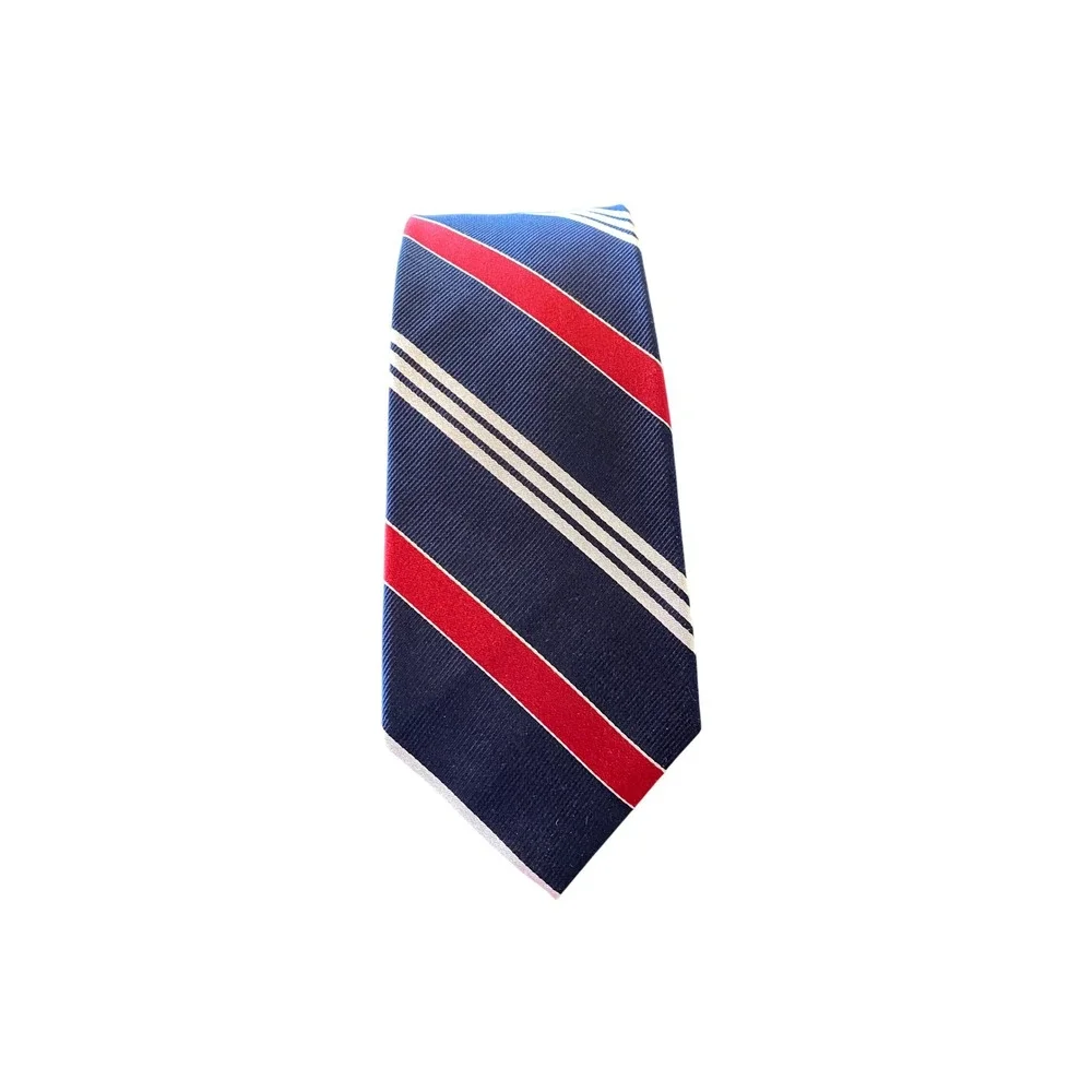 Lauren Ralph Lauren‎ Men's Navy Red White Stripe Silk Tie Classic Formal NWOT